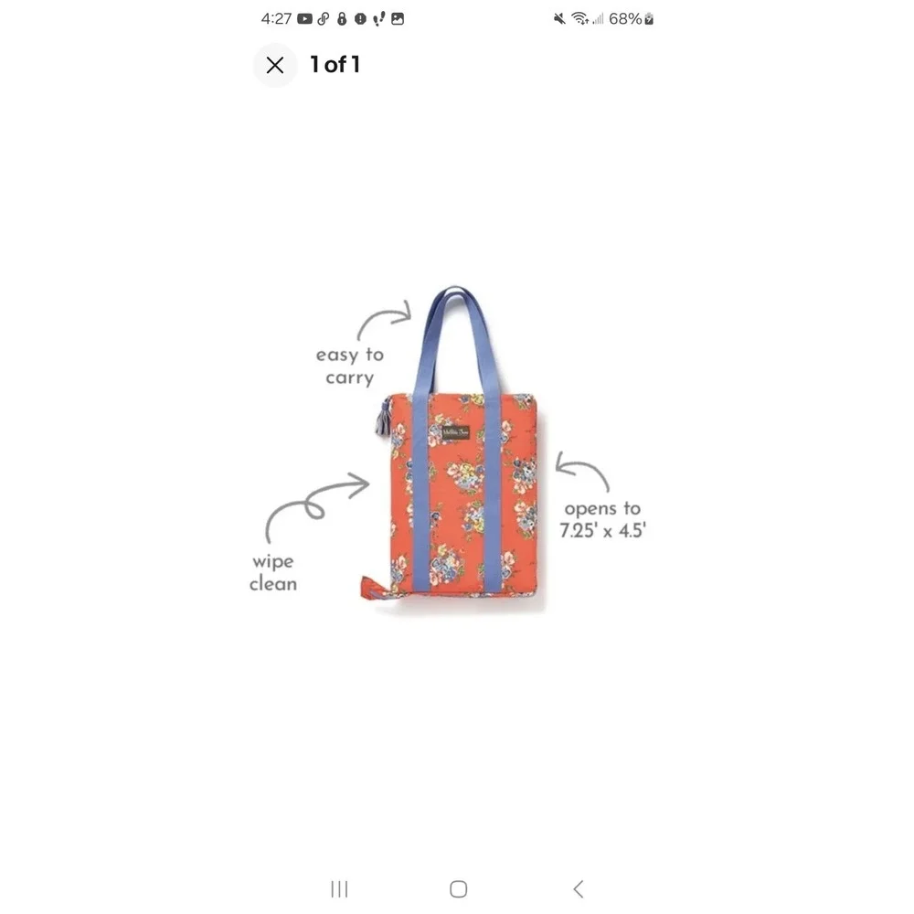 Matilda Jane Let's Go Together Life's A Picnic Blanket Orange Blue 87x54 NEW